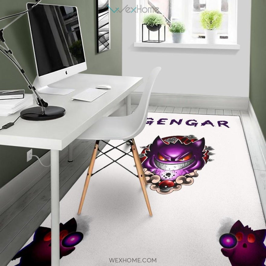 Pokemon Anime Evil Black Gengar Dark Power White Area Rug Home Decor
