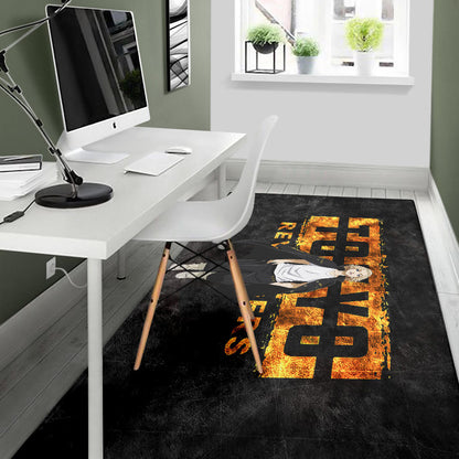 Tokyo Revengers Anime Cool Mikey Walking Golden Text Area Rug Home Decor