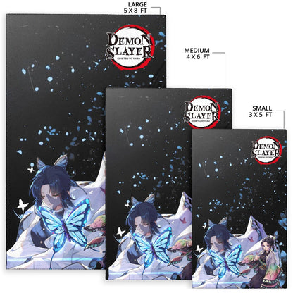 Demon Slayer Anime Pretty Shinobu With Butterflies Cherry Blossom Area Rug Home Decor