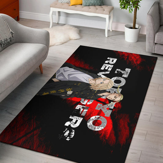 Tokyo Revengers Anime Mikey And Draken No Emotional Face Area Rug Home Decor