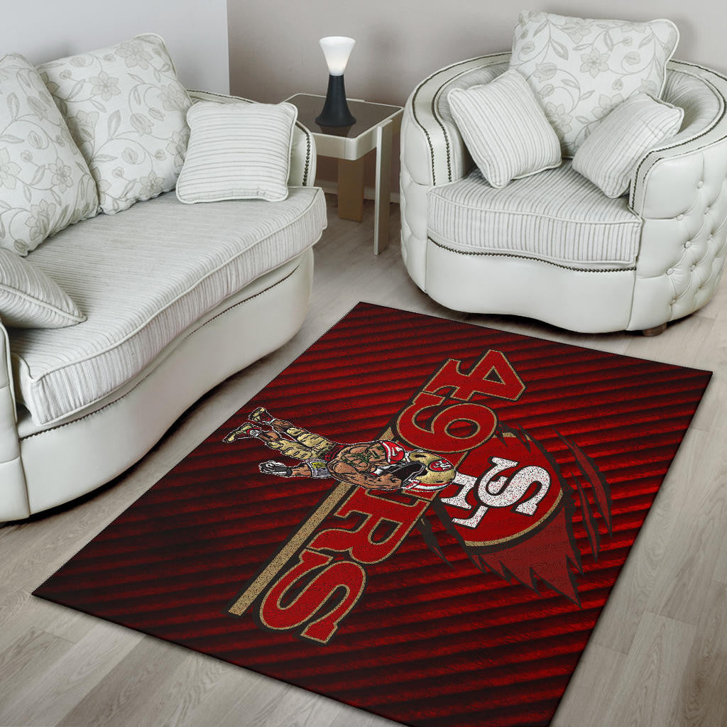 San Francisco American Football 49ers Football Minimal Muscle Player Artwork Area Rug Home Decor