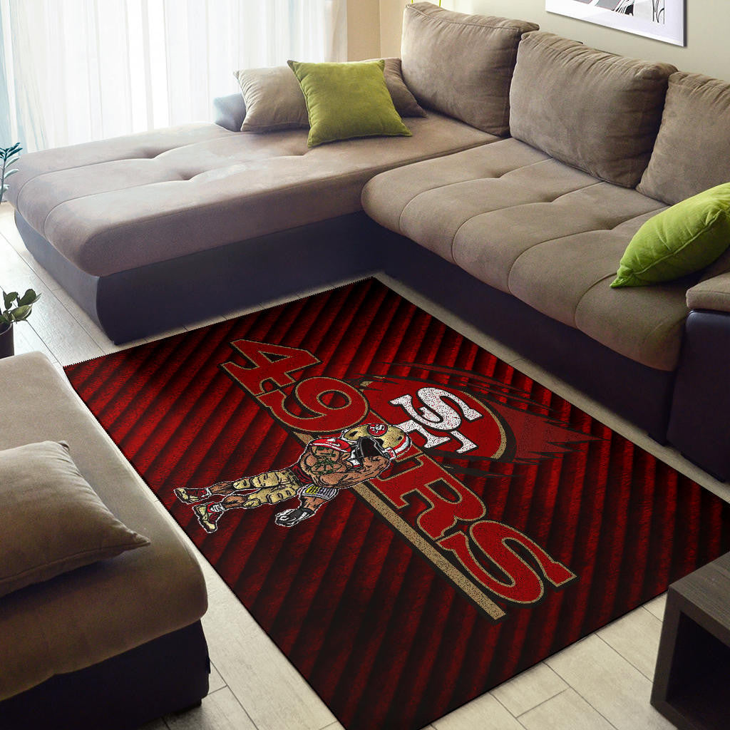 San Francisco American Football 49ers Football Minimal Muscle Player Artwork Area Rug Home Decor