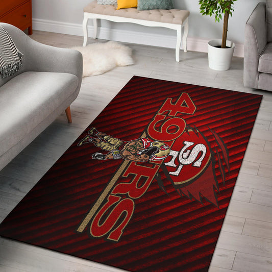 San Francisco American Football 49ers Football Minimal Muscle Player Artwork Area Rug Home Decor