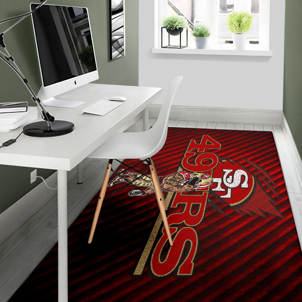 San Francisco American Football 49ers Football Minimal Muscle Player Artwork Area Rug Home Decor