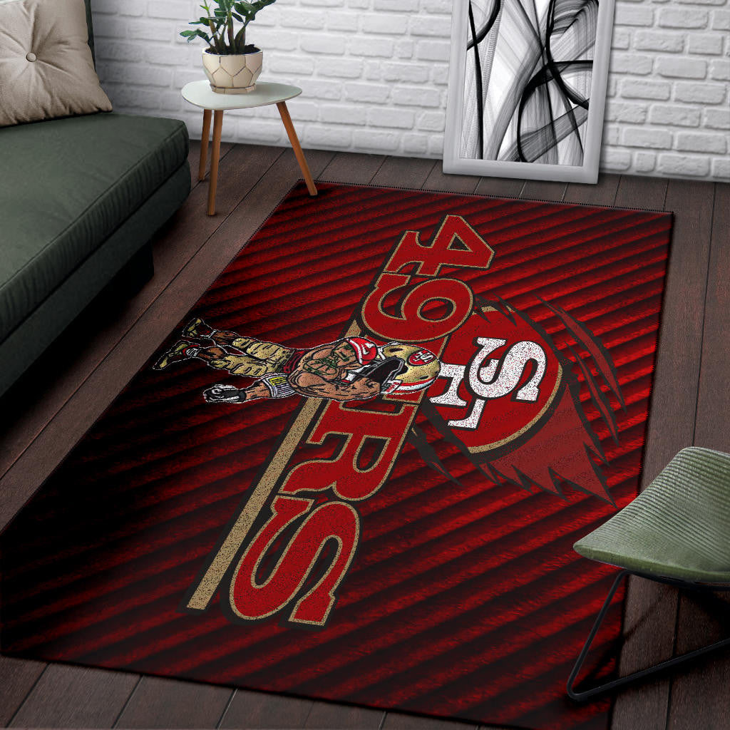 San Francisco American Football 49ers Football Minimal Muscle Player Artwork Area Rug Home Decor