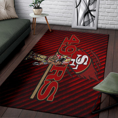 San Francisco American Football 49ers Football Minimal Muscle Player Artwork Area Rug Home Decor