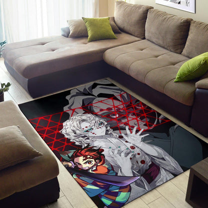 Demon Slayer Anime Rui Spider Demon Web Vs Tanjiro Area Rug Home Decor