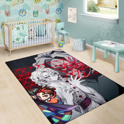Demon Slayer Anime Rui Spider Demon Web Vs Tanjiro Area Rug Home Decor