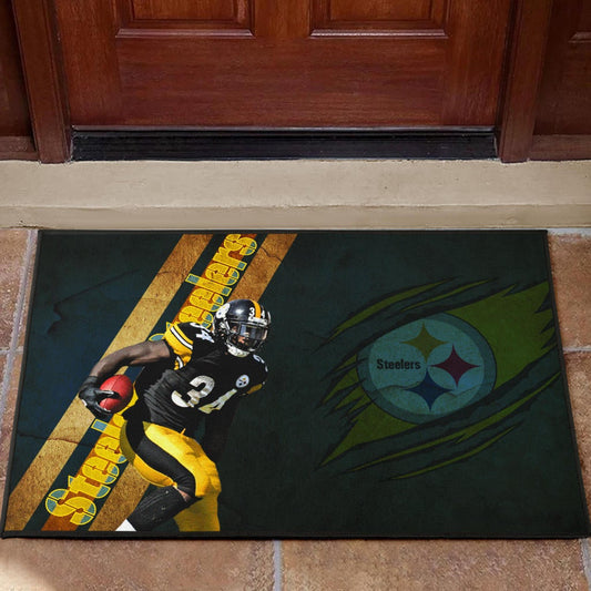 Pittsburgh Steelers American Football Terrell Edmunds 34 Hiding Rugby Ball Running Door Mat Home Decor