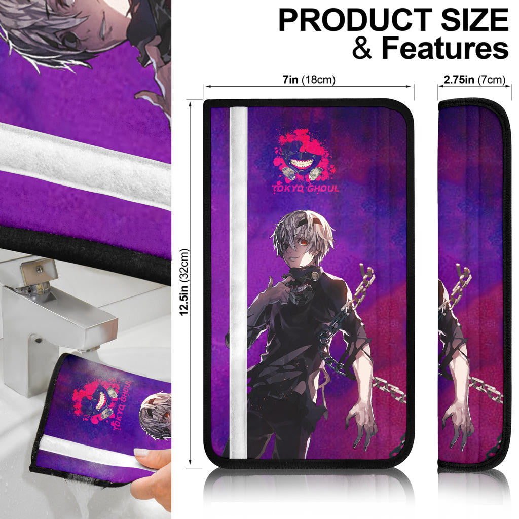 Tokyo Ghoul Anime Ken Kaneki And Sexy Rize Kamishiro Coloful Splash Seat Belt Covers