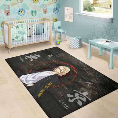 Tokyo Revengers Anime Cool Mikey Gang Kanji Text Area Rug Home Decor