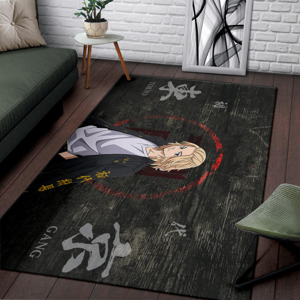 Tokyo Revengers Anime Cool Mikey Gang Kanji Text Area Rug Home Decor