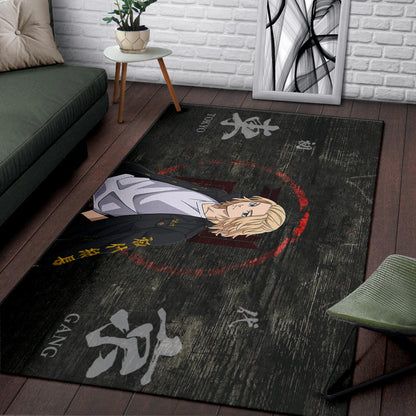 Tokyo Revengers Anime Cool Mikey Gang Kanji Text Area Rug Home Decor