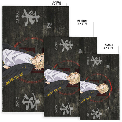 Tokyo Revengers Anime Cool Mikey Gang Kanji Text Area Rug Home Decor