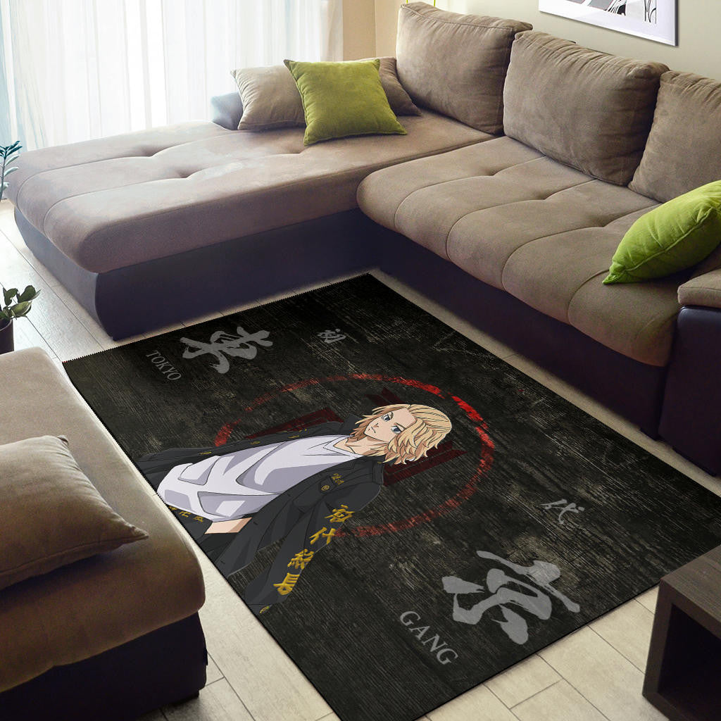Tokyo Revengers Anime Cool Mikey Gang Kanji Text Area Rug Home Decor