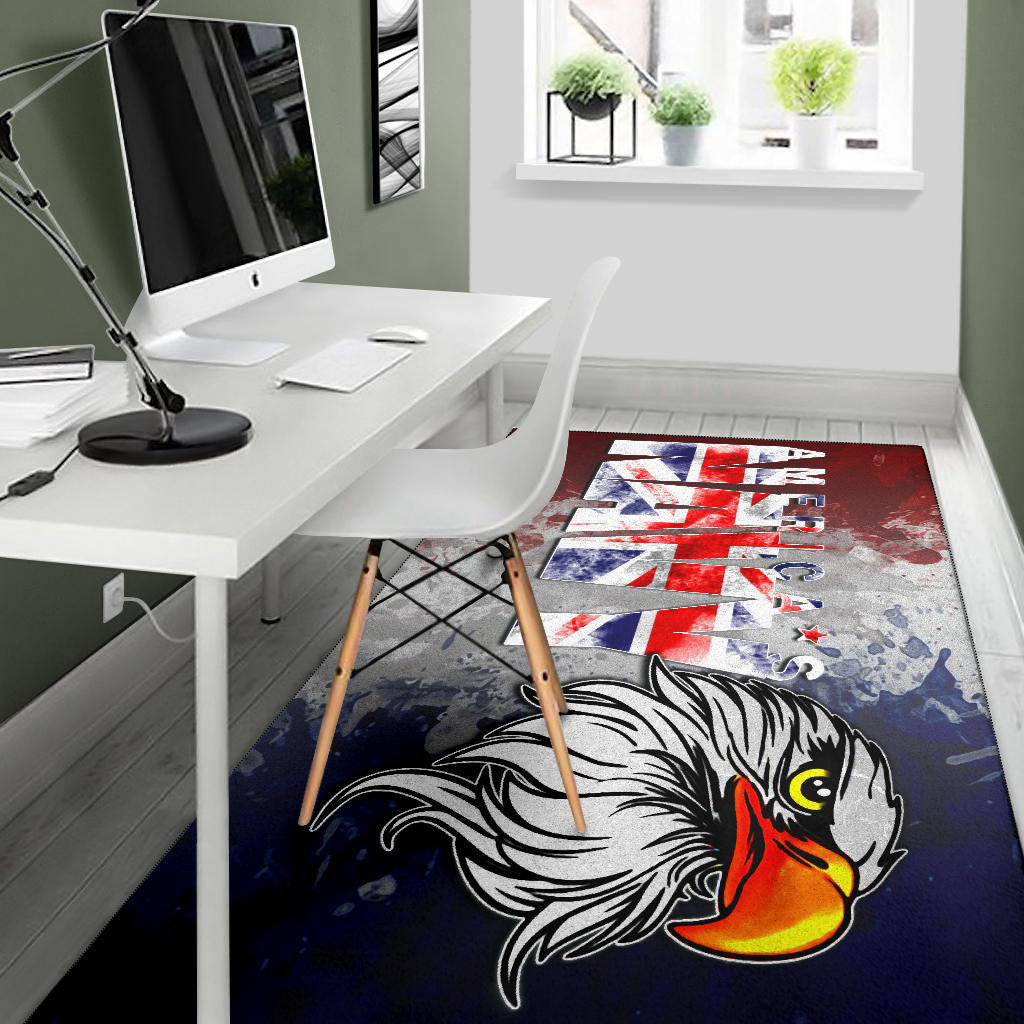 US Independence Day America's Navy On US Flag Eagle Face Area Rug Home Decor