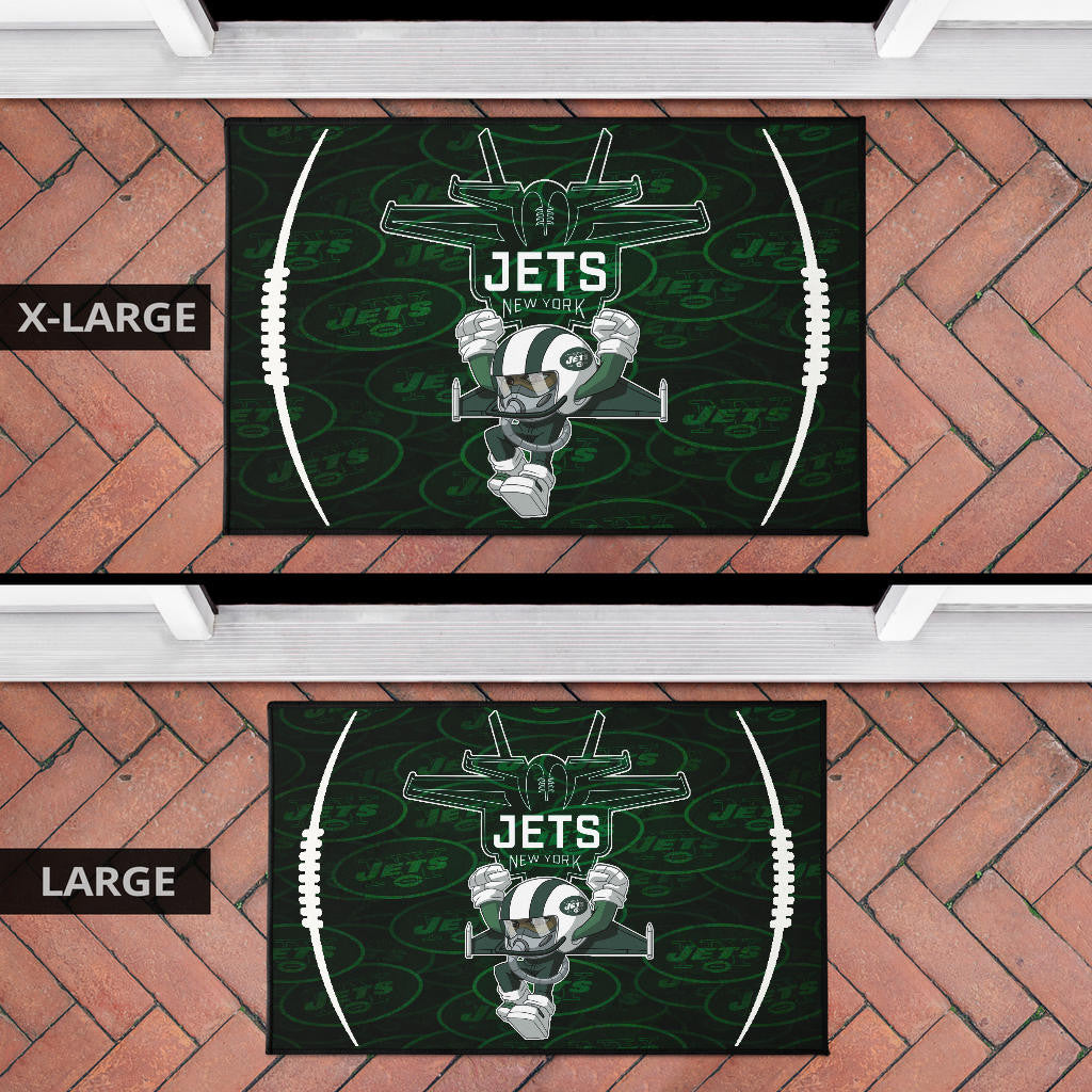 New York American Football Jets Football Rush Artwork Jumping Dark Green Door Mat Home Decor