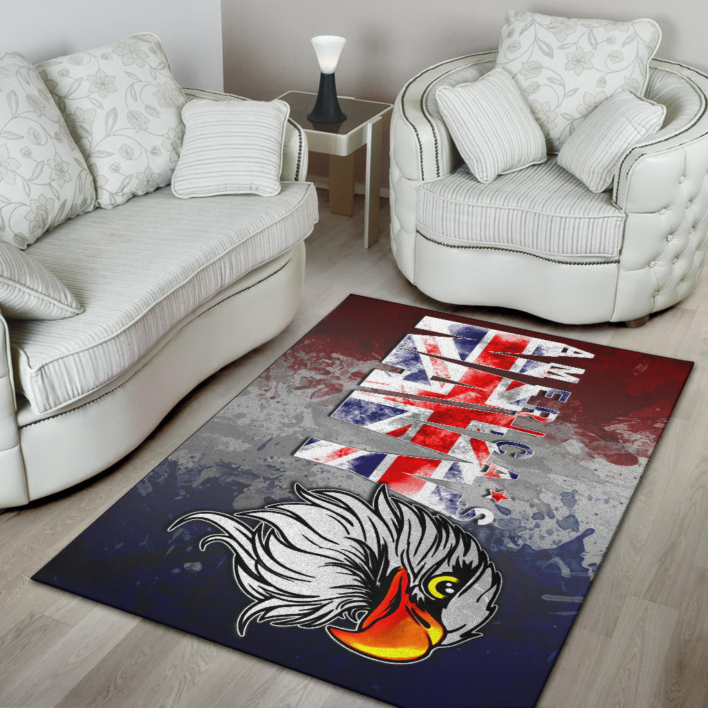 US Independence Day America's Navy On US Flag Eagle Face Area Rug Home Decor