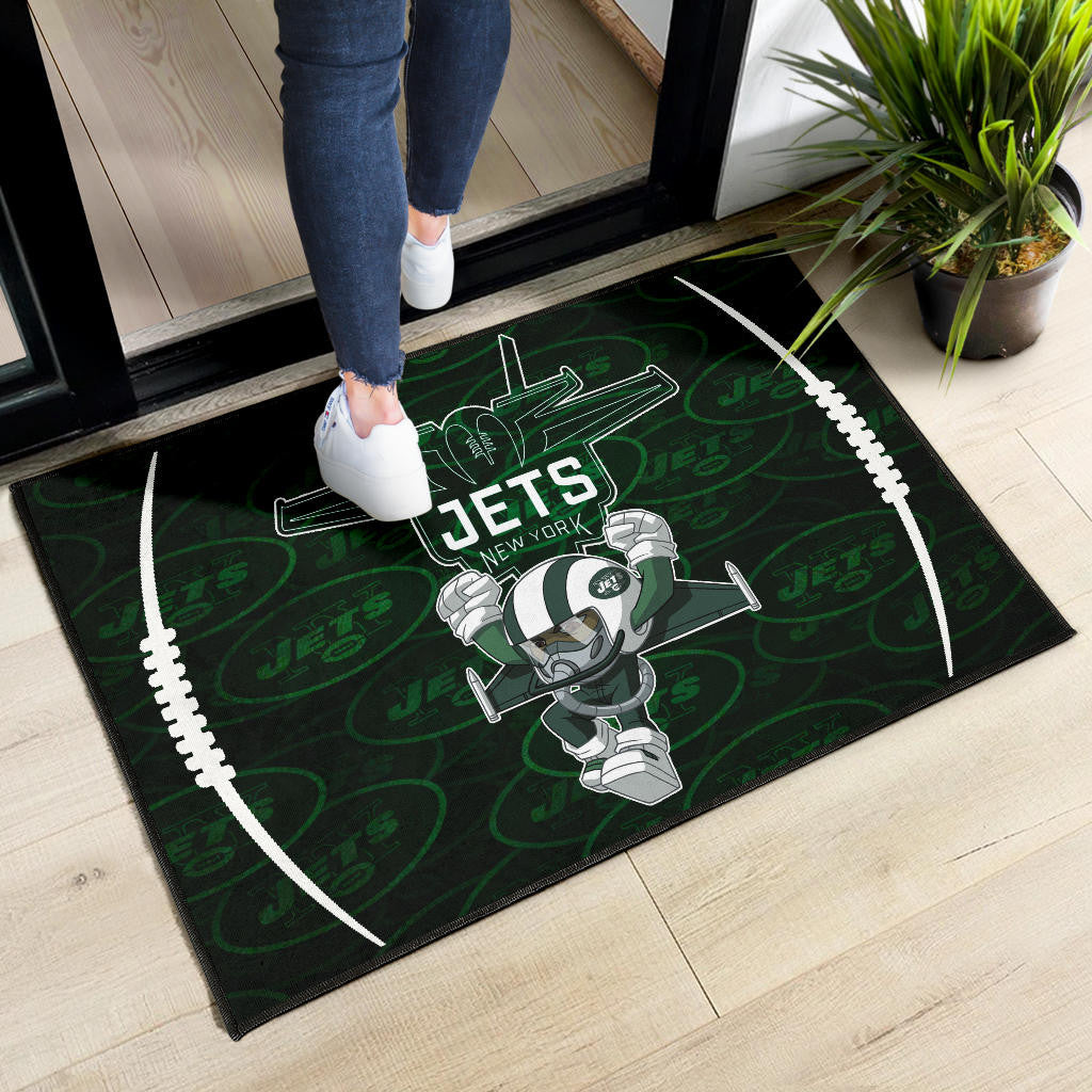 New York American Football Jets Football Rush Artwork Jumping Dark Green Door Mat Home Decor