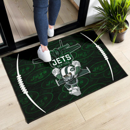 New York American Football Jets Football Rush Artwork Jumping Dark Green Door Mat Home Decor