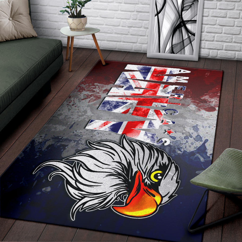 US Independence Day America's Navy On US Flag Eagle Face Area Rug Home Decor