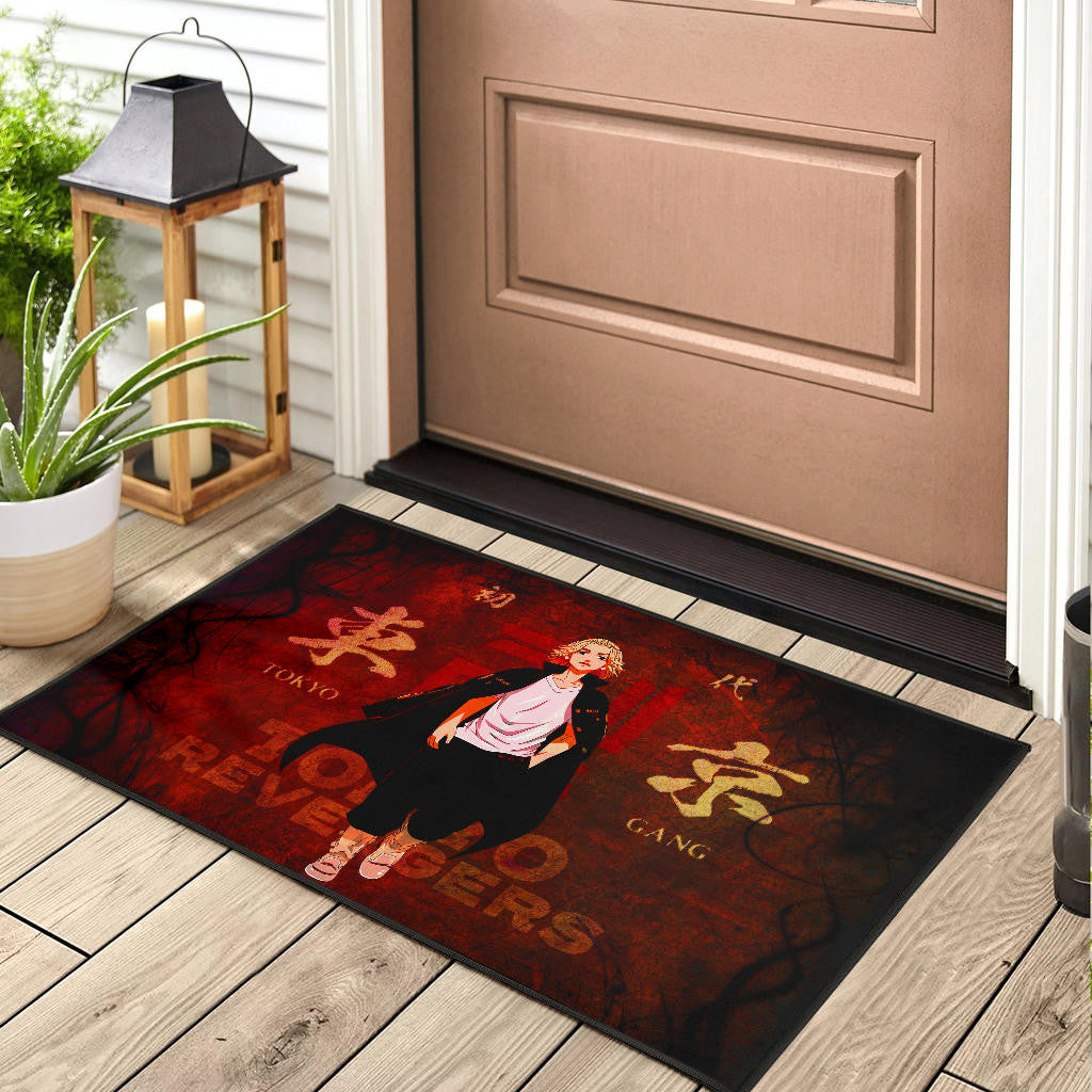 Tokyo Revengers Anime Cool Mikey Walking Red And Black Theme Door Mat Home Decor