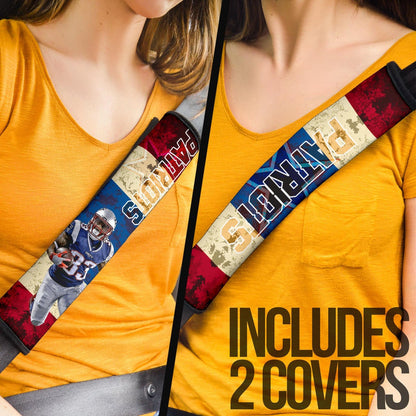 New England Patriots American Football Team Dwayne Allen Holding Rugby Ball And Running Seat Belt Covers