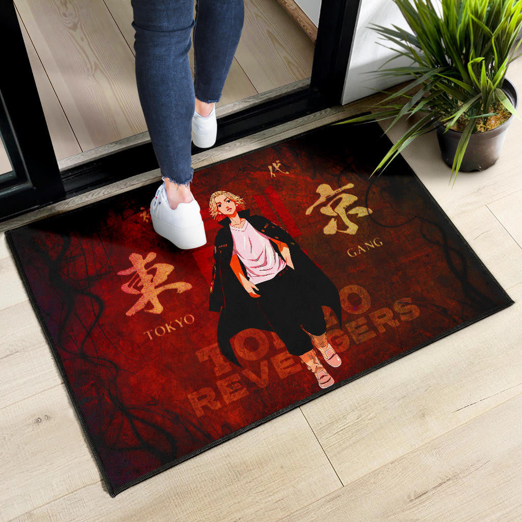 Tokyo Revengers Anime Cool Mikey Walking Red And Black Theme Door Mat Home Decor