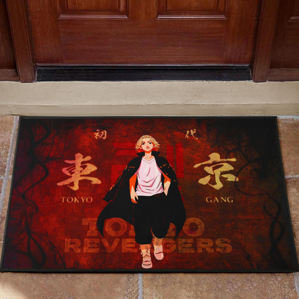 Tokyo Revengers Anime Cool Mikey Walking Red And Black Theme Door Mat Home Decor