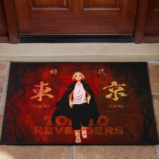 Tokyo Revengers Anime Cool Mikey Walking Red And Black Theme Door Mat Home Decor