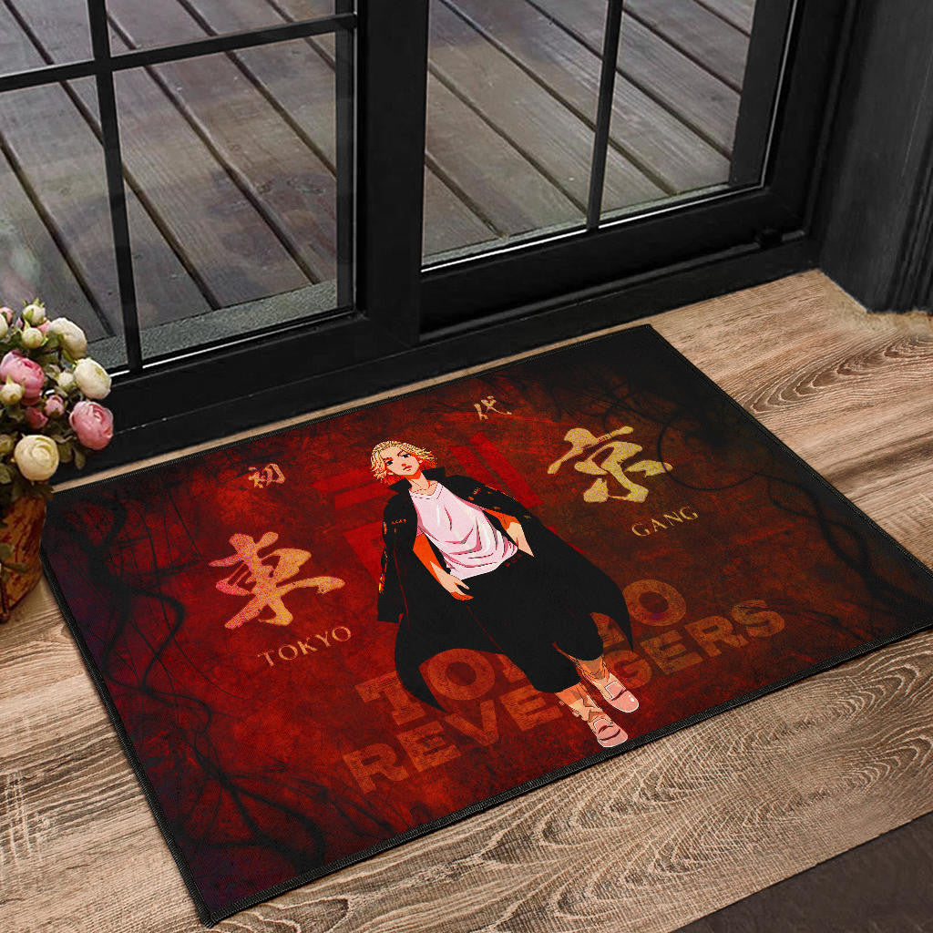 Tokyo Revengers Anime Cool Mikey Walking Red And Black Theme Door Mat Home Decor