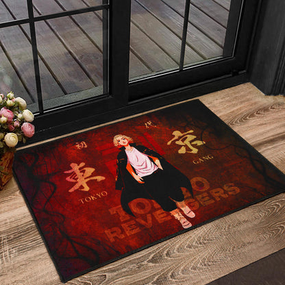 Tokyo Revengers Anime Cool Mikey Walking Red And Black Theme Door Mat Home Decor