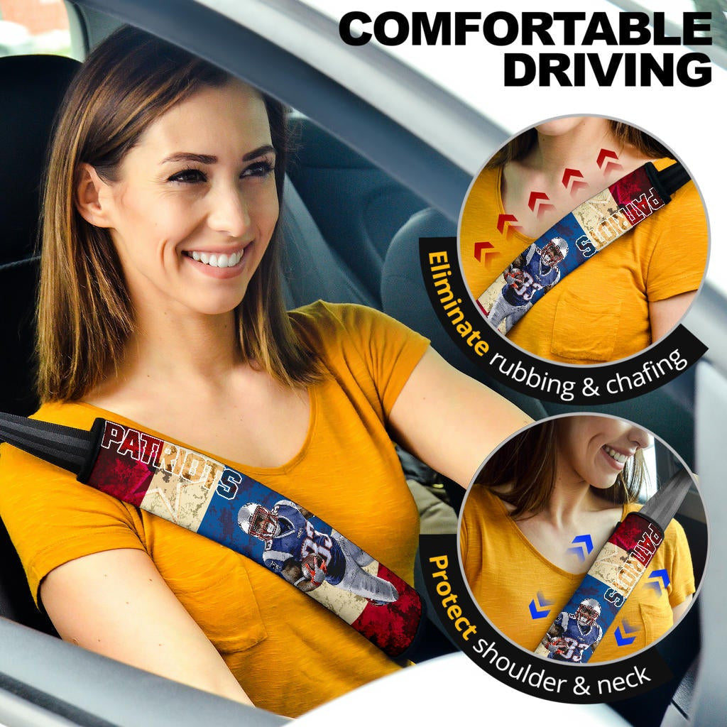 New England Patriots American Football Team Dwayne Allen Holding Rugby Ball And Running Seat Belt Covers