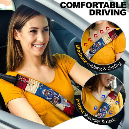 New England Patriots American Football Team Dwayne Allen Holding Rugby Ball And Running Seat Belt Covers