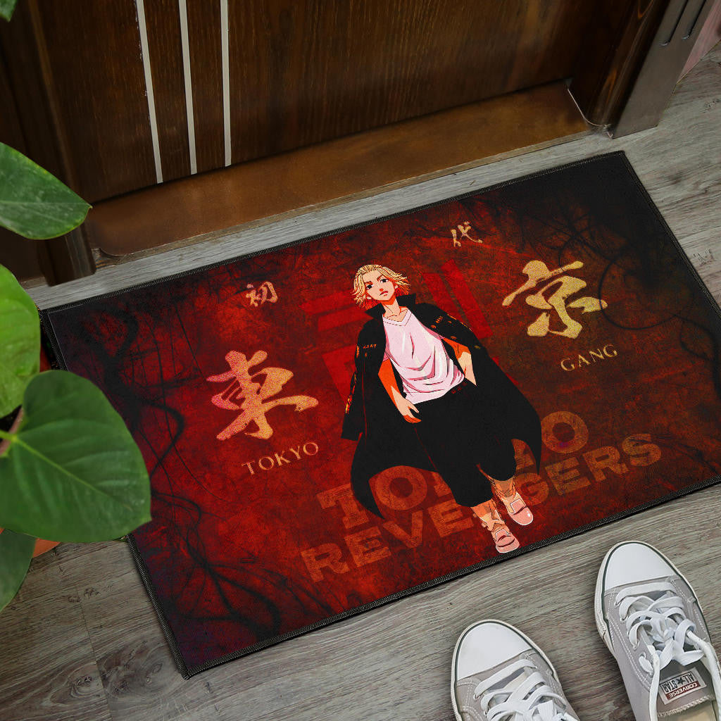Tokyo Revengers Anime Cool Mikey Walking Red And Black Theme Door Mat Home Decor