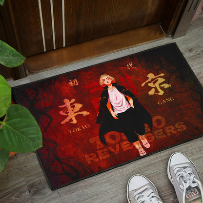 Tokyo Revengers Anime Cool Mikey Walking Red And Black Theme Door Mat Home Decor
