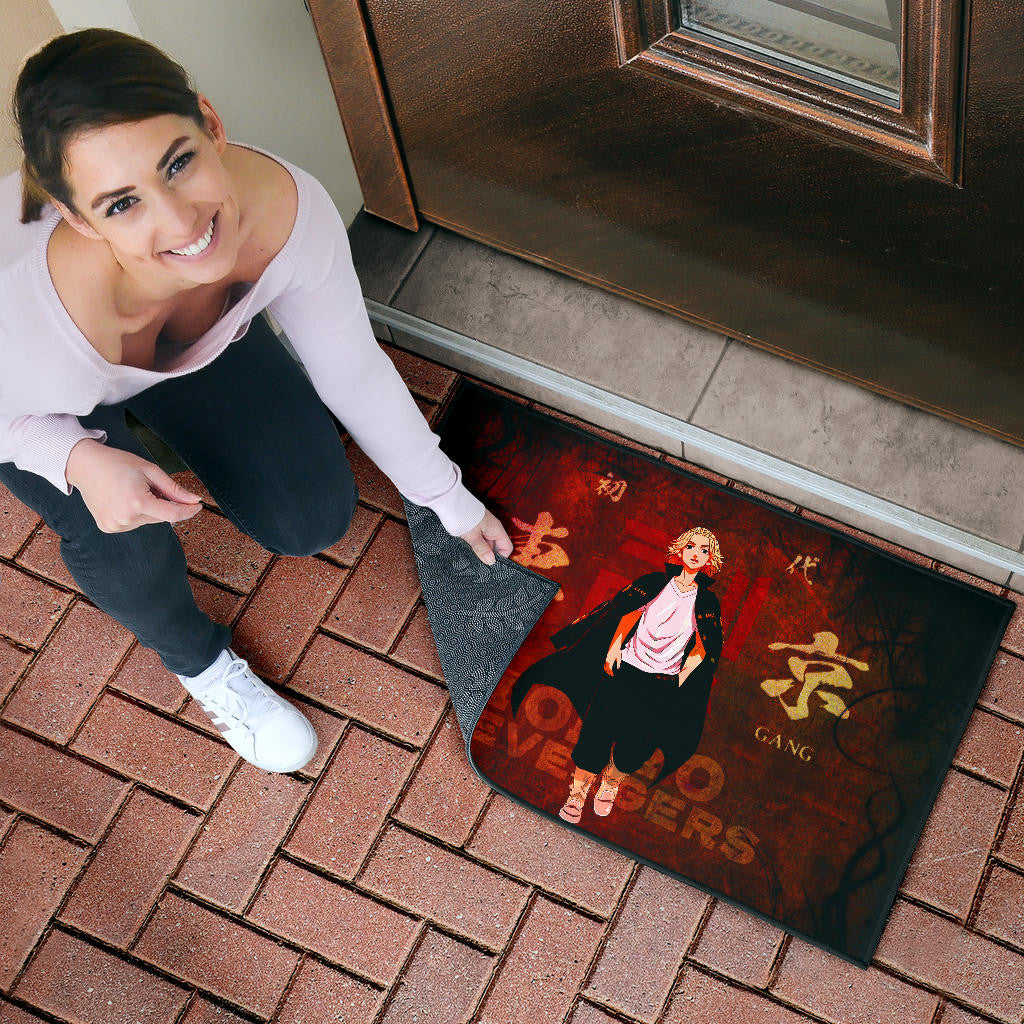 Tokyo Revengers Anime Cool Mikey Walking Red And Black Theme Door Mat Home Decor