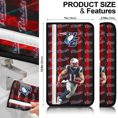 New England Patriots American Football Team Julian Edelman 11 Grab Rugby Ball And Running Text Patterns Seat Belt Covers