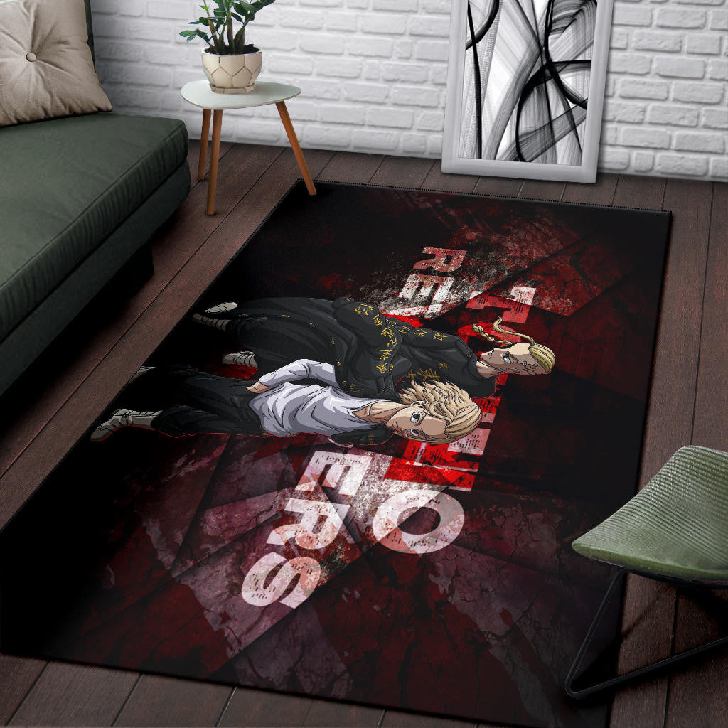 Tokyo Revengers Anime Mikey And Draken Together Red Theme Area Rug Home Decor