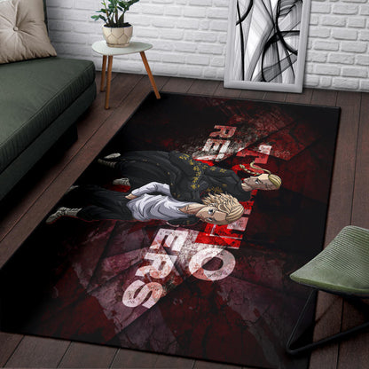 Tokyo Revengers Anime Mikey And Draken Together Red Theme Area Rug Home Decor
