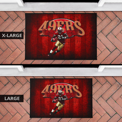 San Francisco American Football 49ers Football Player 21 With Wings Holding Rugby Ball Door Mat Home Decor