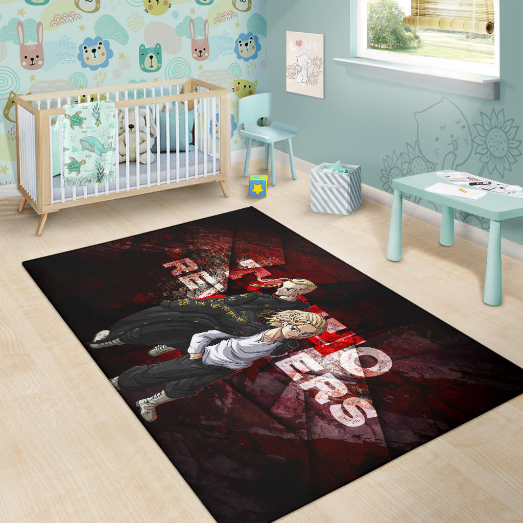 Tokyo Revengers Anime Mikey And Draken Together Red Theme Area Rug Home Decor