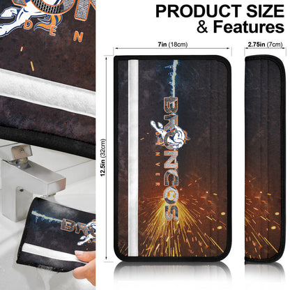 Denver American Football Broncos Football Machine Steel Broncos Metal Melting Seat Belt Covers