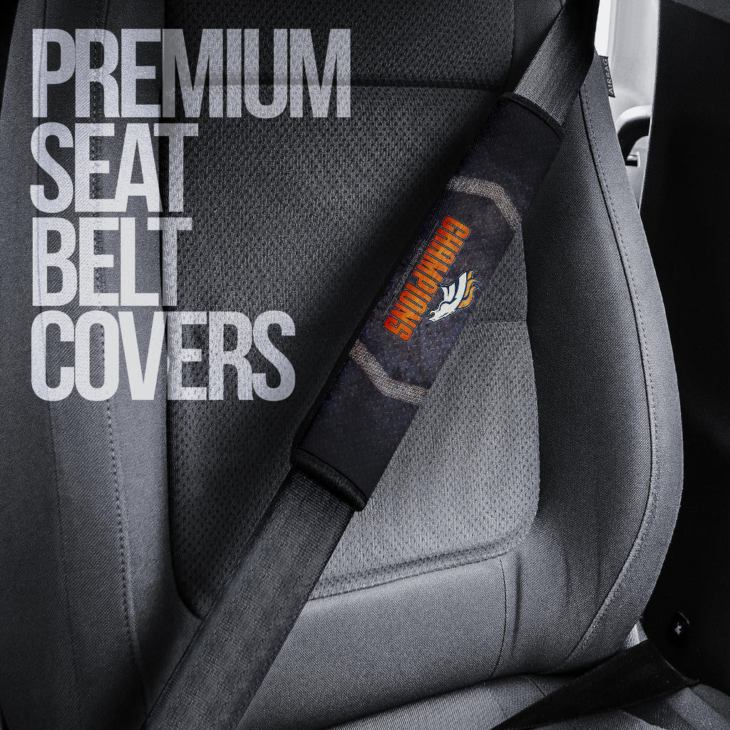 Denver American Football Broncos Football Broncos Champions On Steel Background Seat Belt Covers