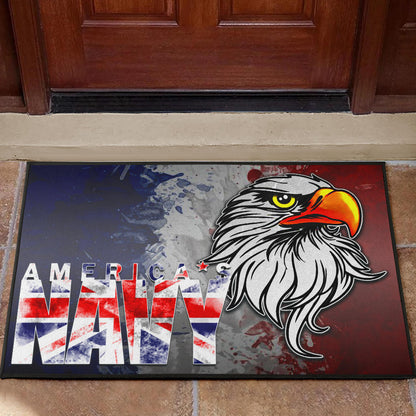 US Independence Day America's Navy On US Flag Eagle Face Door Mat Home Decor