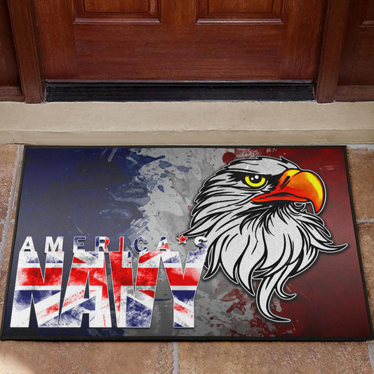 US Independence Day America's Navy On US Flag Eagle Face Door Mat Home Decor