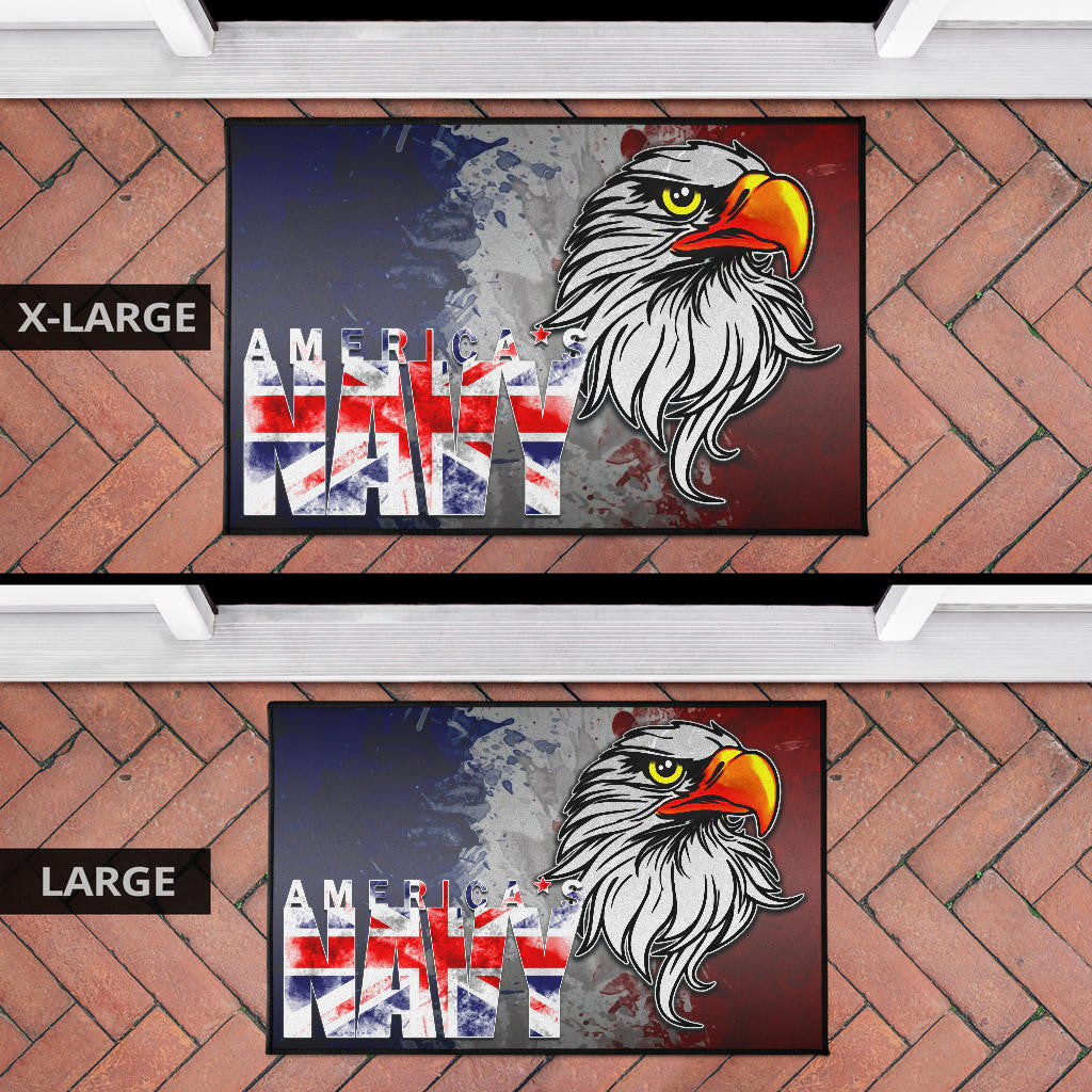 US Independence Day America's Navy On US Flag Eagle Face Door Mat Home Decor