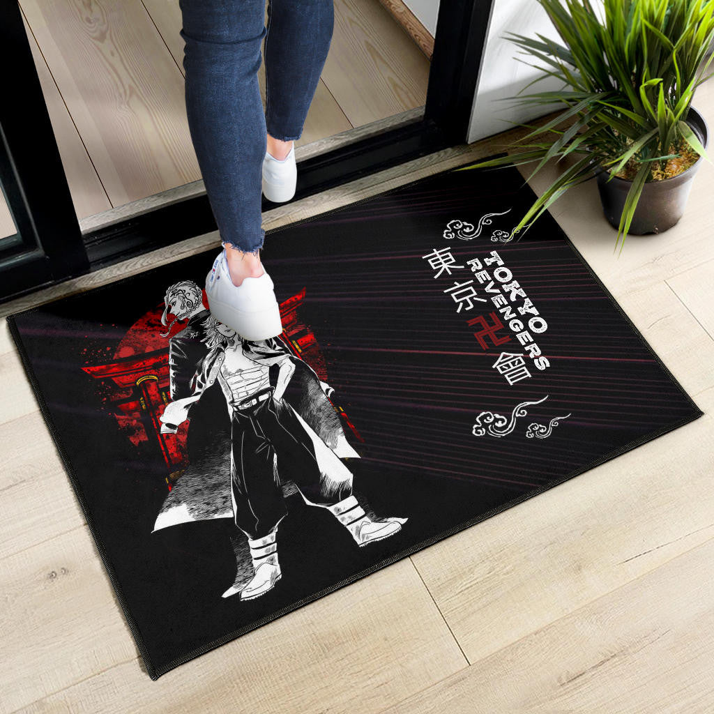 Tokyo Revengers Anime Mikey And Draken Together Black White Artwork Door Mat Home Decor