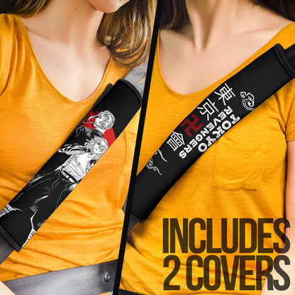 Tokyo Revengers Anime Mikey And Draken Together Black White Artwork Seat Belt Covers