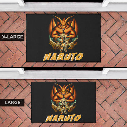 Naruto Anime Naruto Together With Kurama In Battle Door Mat Home Decor